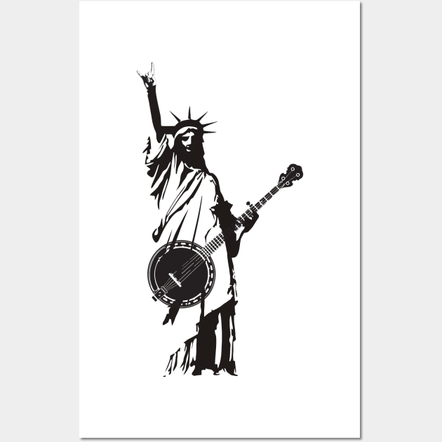 Vintage Banjo Bluegrass Playing Patriotic USA American Wall Art by mrsmitful01